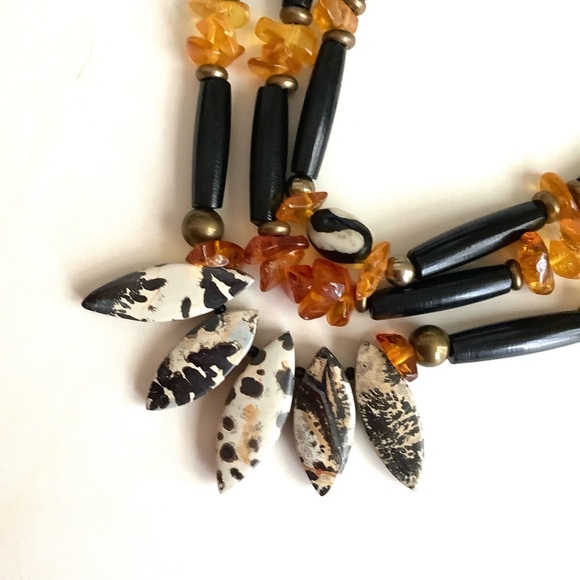 Amber, hairpipe and jasper handmade choker boho festival necklace - Picture 4 of 4